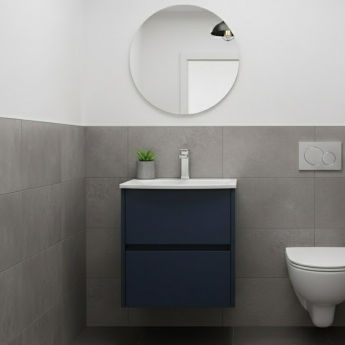 Havana Wall Hung 2-Drawer Vanity Unit with Basin 4 500mm Wide - Midnight Blue