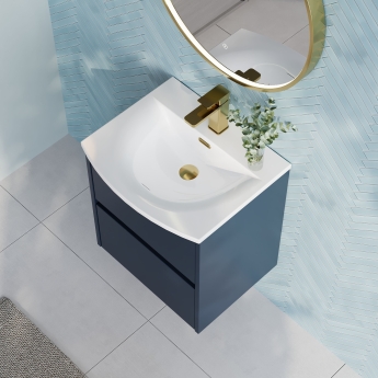 Havana Wall Hung 2-Drawer Vanity Unit with Basin 4 500mm Wide - Midnight Blue | Product Image
