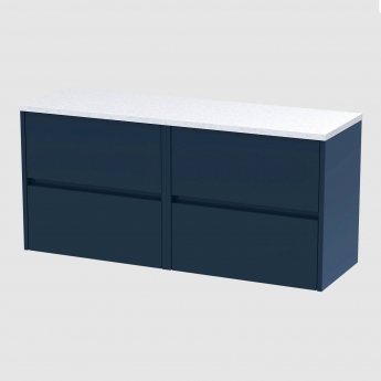 Havana Wall Hung 4-Drawer Vanity Unit with Sparkling White Worktop 1200mm Wide - Midnight Blue | Product Image