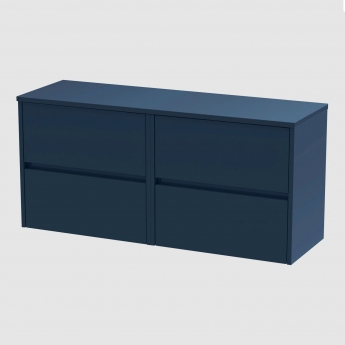 Havana Wall Hung 4-Drawer Vanity Unit with Worktop 1200mm Wide - Midnight Blue | Product Image