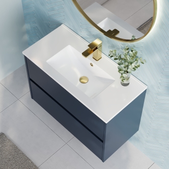 Havana Wall Hung 2-Drawer Vanity Unit with Basin 2 800mm Wide - Midnight Blue | Product Image