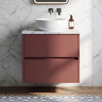 Havana 600mm 2-Drawer Wall Hung Vanity Unit with Countertop | Product Image