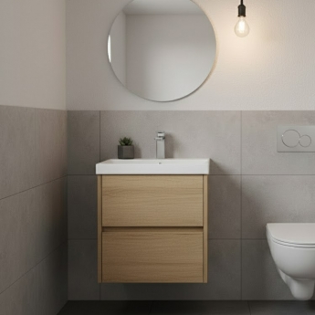 Havana Wall Hung 2-Drawer Vanity Unit with Basin 3 500mm Wide - Autumn Oak