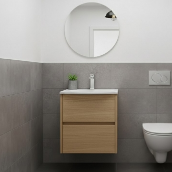 Havana Wall Hung 2-Drawer Vanity Unit with Basin 4 500mm Wide - Autumn Oak