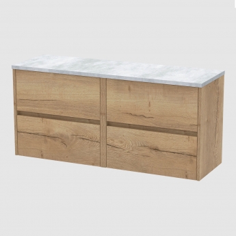 Havana Wall Hung 4-Drawer Vanity Unit with Bellato Grey Worktop 1200mm Wide - Autumn Oak | Product Image