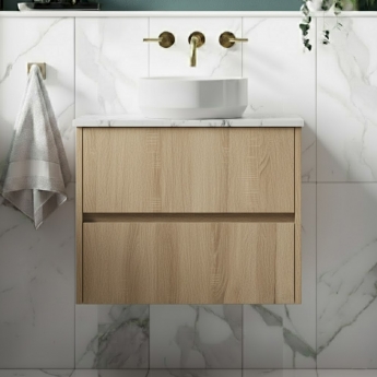 Havana 600mm 2-Drawer Wall Hung Vanity Unit with Countertop