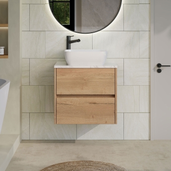 Havana 600mm 2-Drawer Wall Hung Vanity Unit with Countertop | Product Image