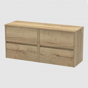 Havana Wall Hung 4-Drawer Vanity Unit with Worktop 1200mm Wide - Autumn Oak