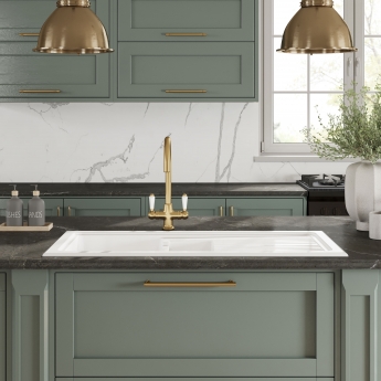 Nuie Inset Kitchen Sink 1.5 Bowl 1010mm L x 525mm W - White