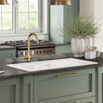 Nuie Inset Kitchen Sink 1.5 Bowl 1010mm L x 525mm W - White