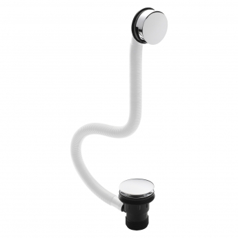 Nuie Inset Bath Push Button Extended Waste 900mm with Overflow - Chrome