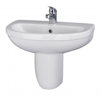 Nuie Ivo Basin and Semi Pedestal 555mm Wide - 1 Tap Hole