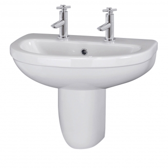 Nuie Ivo Basin and Semi Pedestal 555mm Wide - 2 Tap Hole