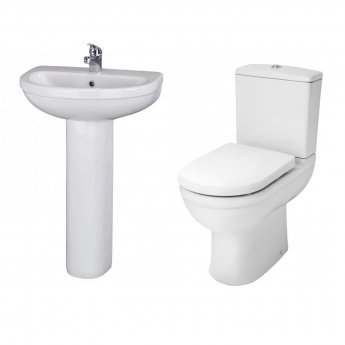 Nuie Ivo Bathroom Suite with Close Coupled Toilet and Basin 550mm - 1 Tap Hole