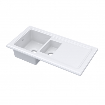 Nuie Inset Fireclay Kitchen Sink 1.5 Bowl 1010mm L x 525mm W - White
