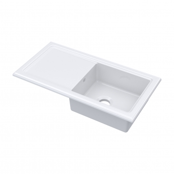 Nuie Inset Fireclay Kitchen Sink 1.0 Bowl 1010mm L x 525mm W - White