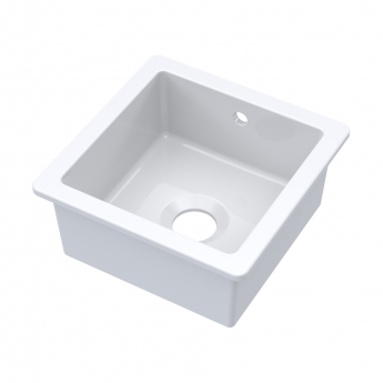 Nuie Undermount Fireclay Kitchen Sink 1.0 Bowl with Overflow 457mm L x 457mm W - White