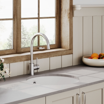 Nuie Undermount Round Kitchen Sink 1.0 Bowl with Central Waste and Overflow 460mm Diameter - White | Product Image