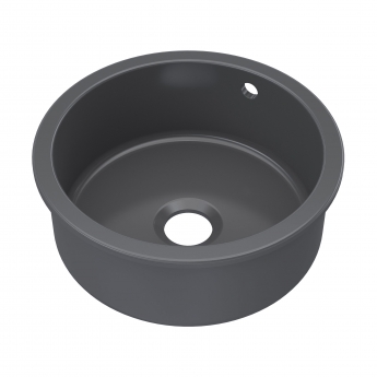 Nuie Undermount Round Kitchen Sink 1.0 Bowl with Overflow and Central Waste 460mm Diameter - Matt Black