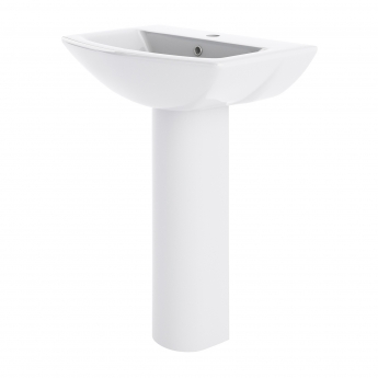 Nuie Knedlington Basin and Full Pedestal 600mm Wide - 1 Tap Hole