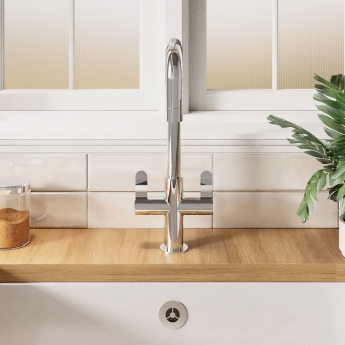 Nuie Kosi Mono Kitchen Sink Mixer Tap Dual Lever Handle - Chrome | Product Image