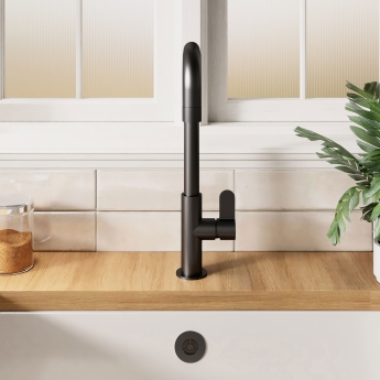 Nuie Kosi Mono Kitchen Sink Mixer Tap Single Lever Handle - Matt Black | Product Image