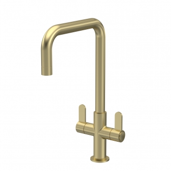 Nuie Kosi Mono Kitchen Sink Mixer Tap Dual Lever Handle - Brushed Brass