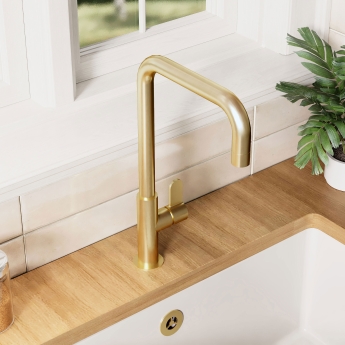 Nuie Kosi Mono Kitchen Sink Mixer Tap Single Lever Handle - Brushed Brass | Product Image