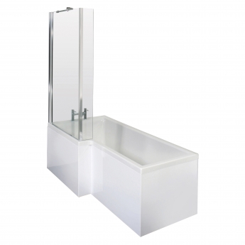 Nuie Square L-Shaped Shower Bath with Front Panel and Screen 1700mm x 700mm/850mm - Left Handed