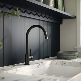 Nuie Lachen Mono Kitchen Sink Mixer Tap Single Lever Handle - Matt Black