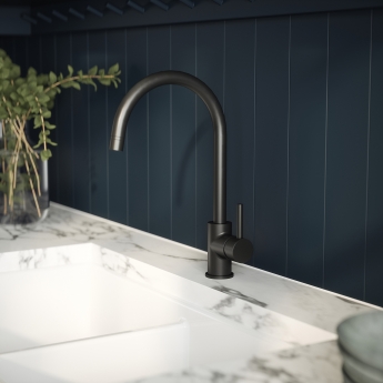 Nuie Lachen Mono Kitchen Sink Mixer Tap Single Lever Handle - Matt Black