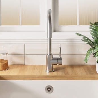 Nuie Lachen Mono Kitchen Sink Mixer Tap Single Lever Handle - Brushed Nickel | Product Image