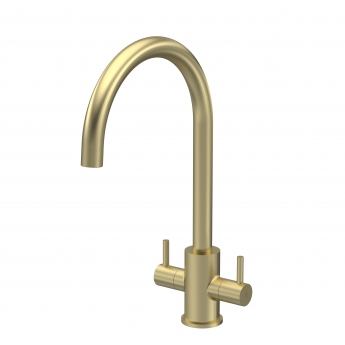 Nuie Lachen Mono Kitchen Sink Mixer Tap Dual Lever Handle - Brushed Brass