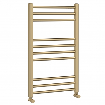 Nuie Lorica Straight Heated Ladder Towel Rail 800mm H x 500mm W - Brushed Brass | Product Image