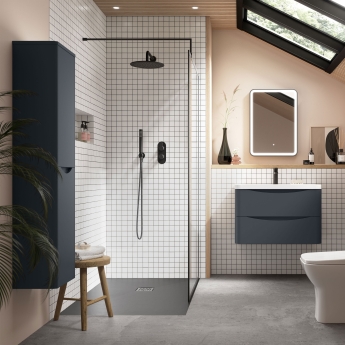 Nuie Lunar Wall Hung 2-Door Tall Unit 356mm Wide - Satin Anthracite | Product Image