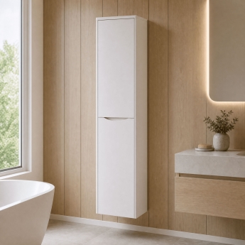 Nuie Lunar Wall Hung 2-Door Tall Unit 356mm Wide - Satin White | Product Image