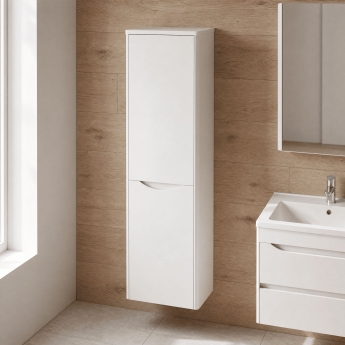 Nuie Lunar Wall Hung 2-Door Tall Unit 356mm Wide - Satin White | Product Image