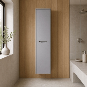 Nuie Lunar Wall Hung 2-Door Tall Unit 356mm Wide - Satin Grey | Product Image