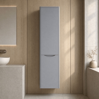 Nuie Lunar Wall Hung 2-Door Tall Unit 356mm Wide - Satin Grey | Product Image