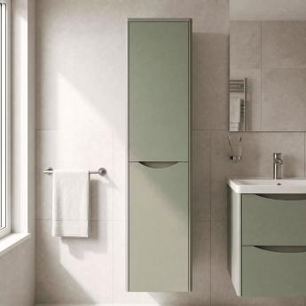 Nuie Lunar Wall Hung 2-Door Tall Unit 356mm Wide - Satin Green | Product Image