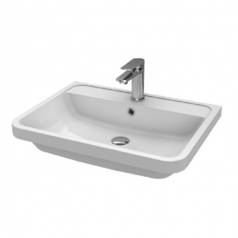 Nuie Lunar Wall Hung 2-Drawer Vanity Unit with Polymarble Basin 600mm Wide - Satin Green