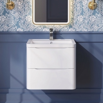 Lunar 600mm 2-Drawer Wall Hung Vanity Unit | Product Image