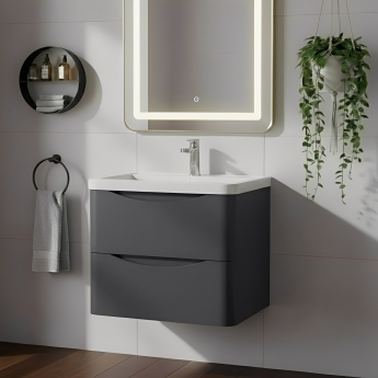 Lunar 600mm 2-Drawer Wall Hung Vanity Unit