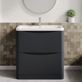 Lunar 800mm 2-Drawer Floor Standing Vanity Unit | Product Image