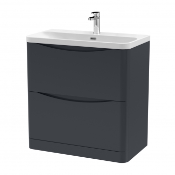 Nuie Lunar Floor Standing 2-Drawer Vanity Unit with 1TH Thin-Edged Basin 800mm Wide - Soft Black | Product Image