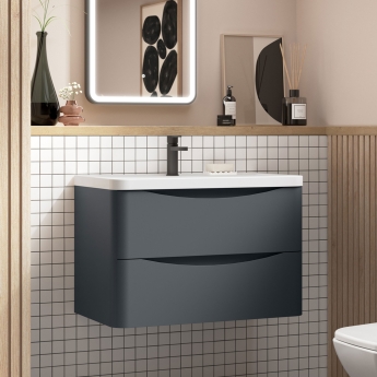 Lunar 800mm 2-Drawer Wall Hung Vanity Unit | Product Image