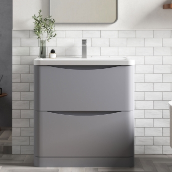 Lunar 800mm 2-Drawer Floor Standing Vanity Unit | Product Image