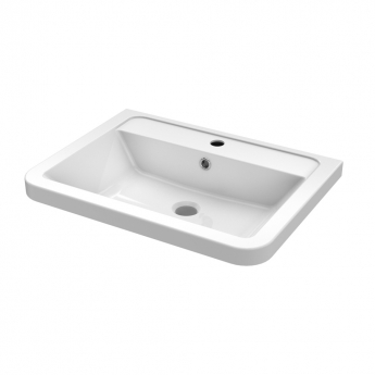 Nuie Lunar Wall Hung 1-Drawer Vanity Unit with Ceramic Basin 600mm Wide - Satin Grey