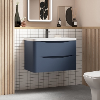 Lunar 800mm 2-Drawer Wall Hung Vanity Unit