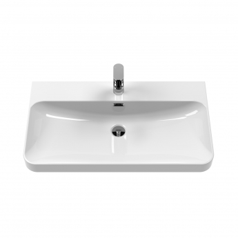 Nuie Lunar Wall Hung 2-Drawer Vanity Unit with 1TH Thin-Edged Basin 800mm Wide - Satin White